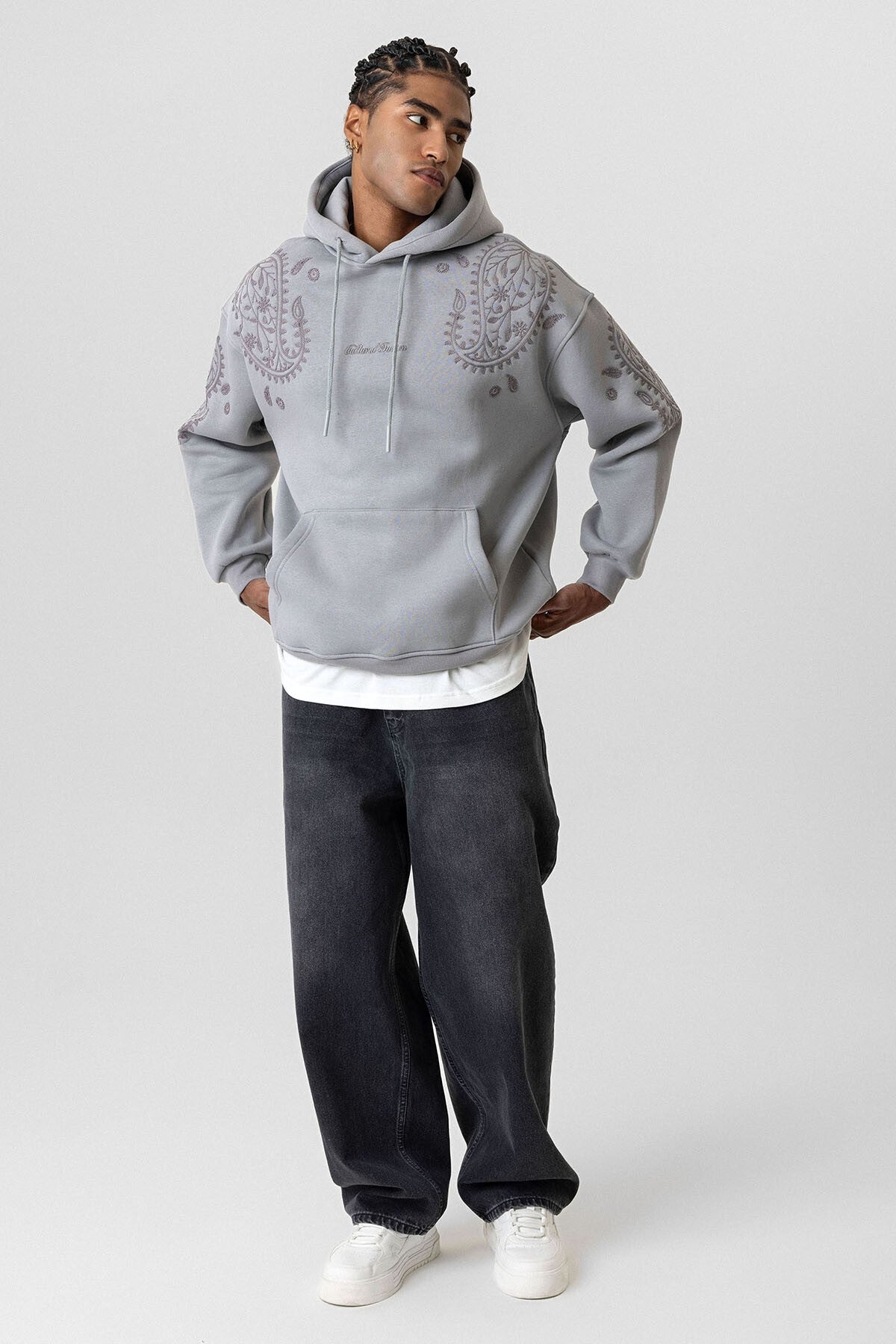 Patterned Oversized Sweatshirt
