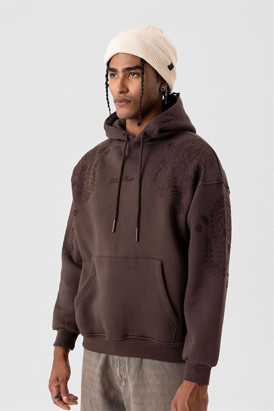 Patterned Oversized Sweatshirt