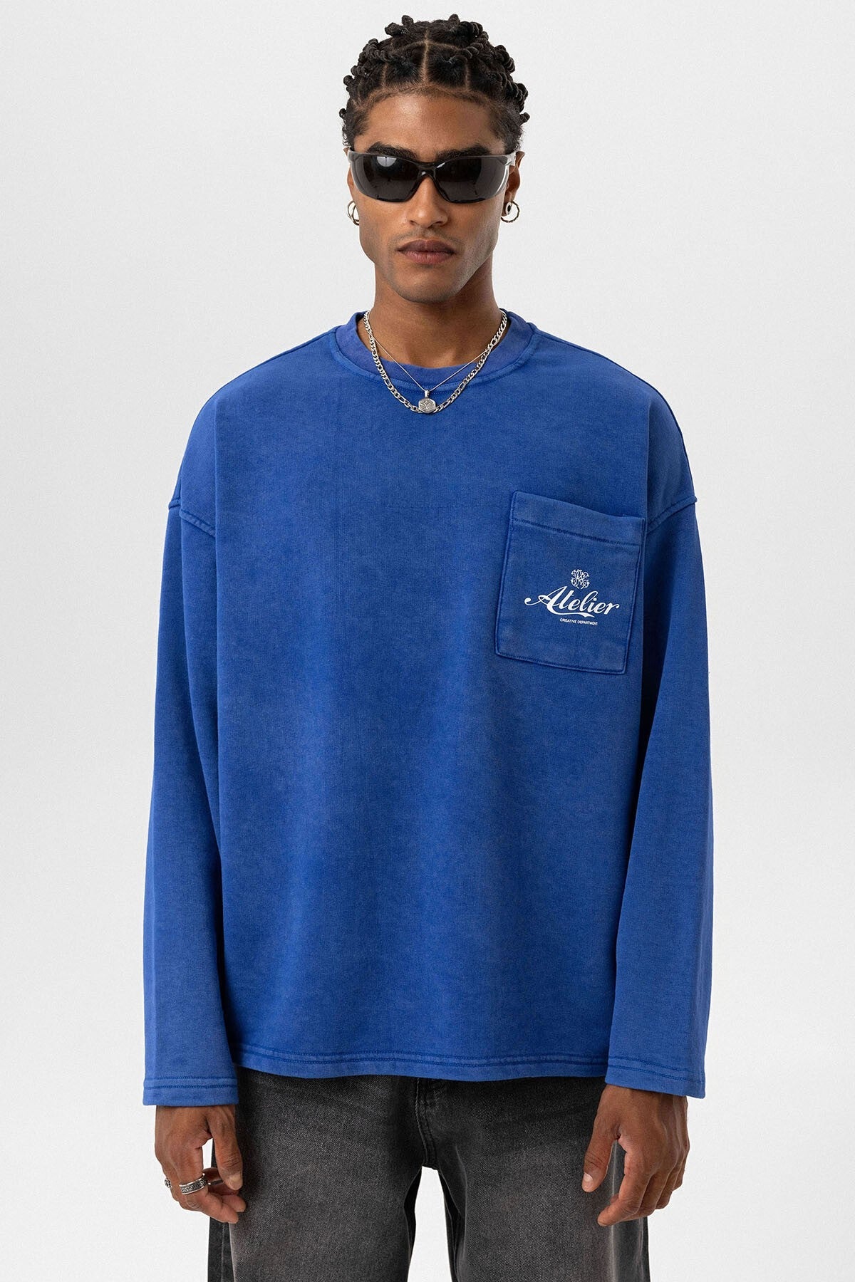 Oversized Sweatshirt with Pocket Details (Machine Washable)