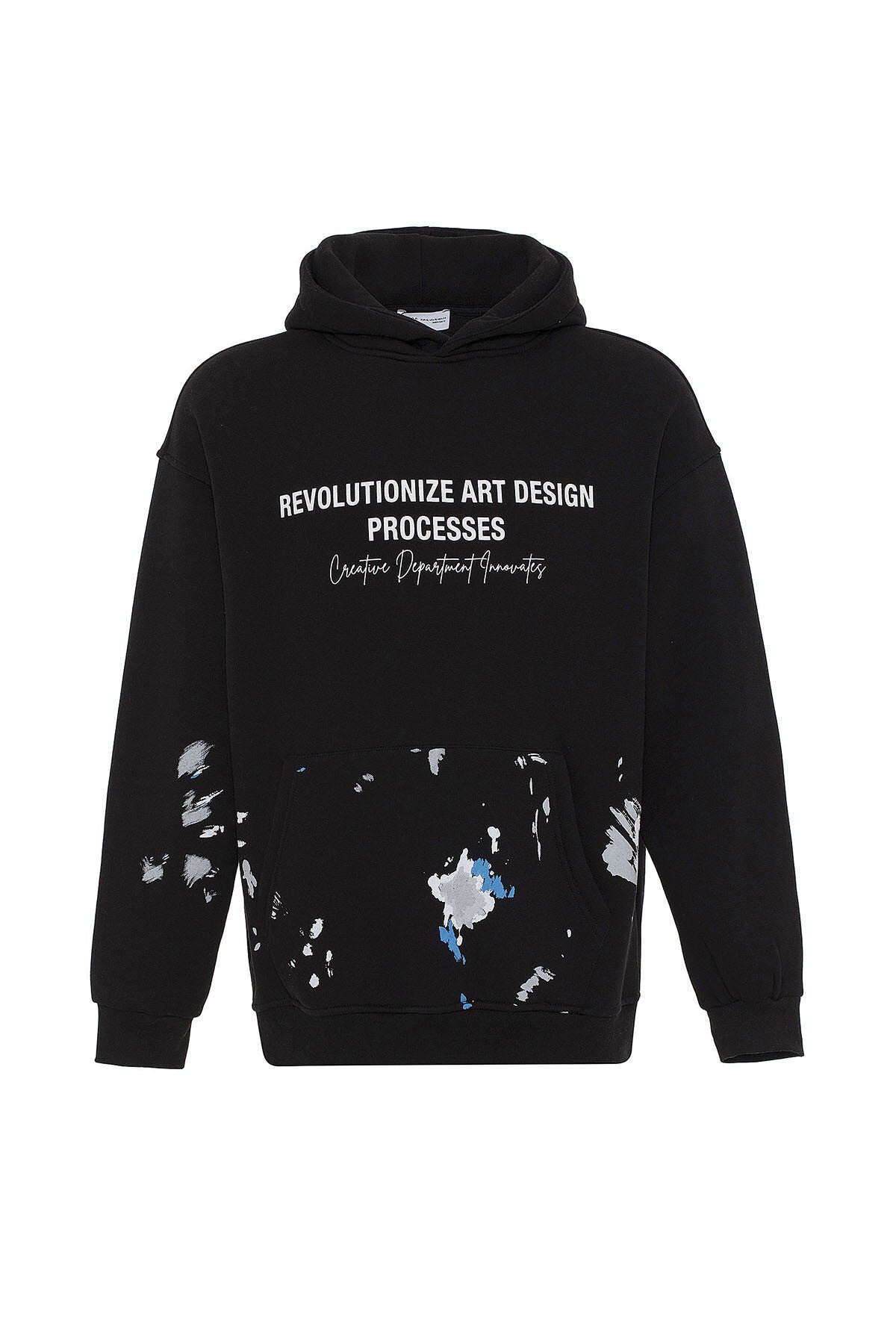 Color-Detailed Oversized Hooded Sweatshirt