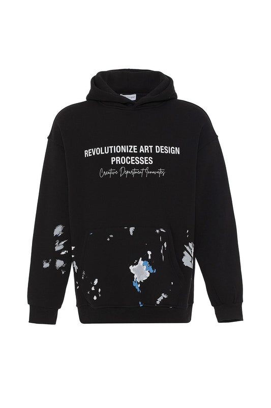 Color-Detailed Oversized Hooded Sweatshirt