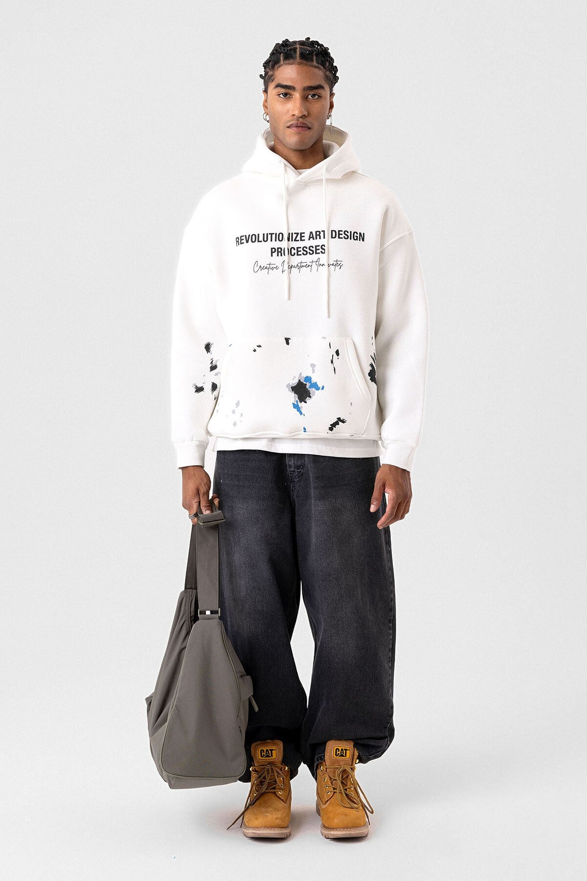 Color-Detailed Oversized Hooded Sweatshirt
