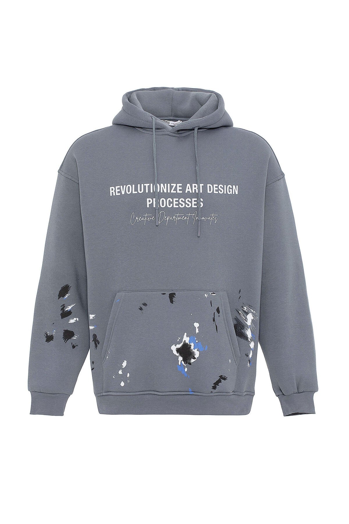 Color-Detailed Oversized Hooded Sweatshirt
