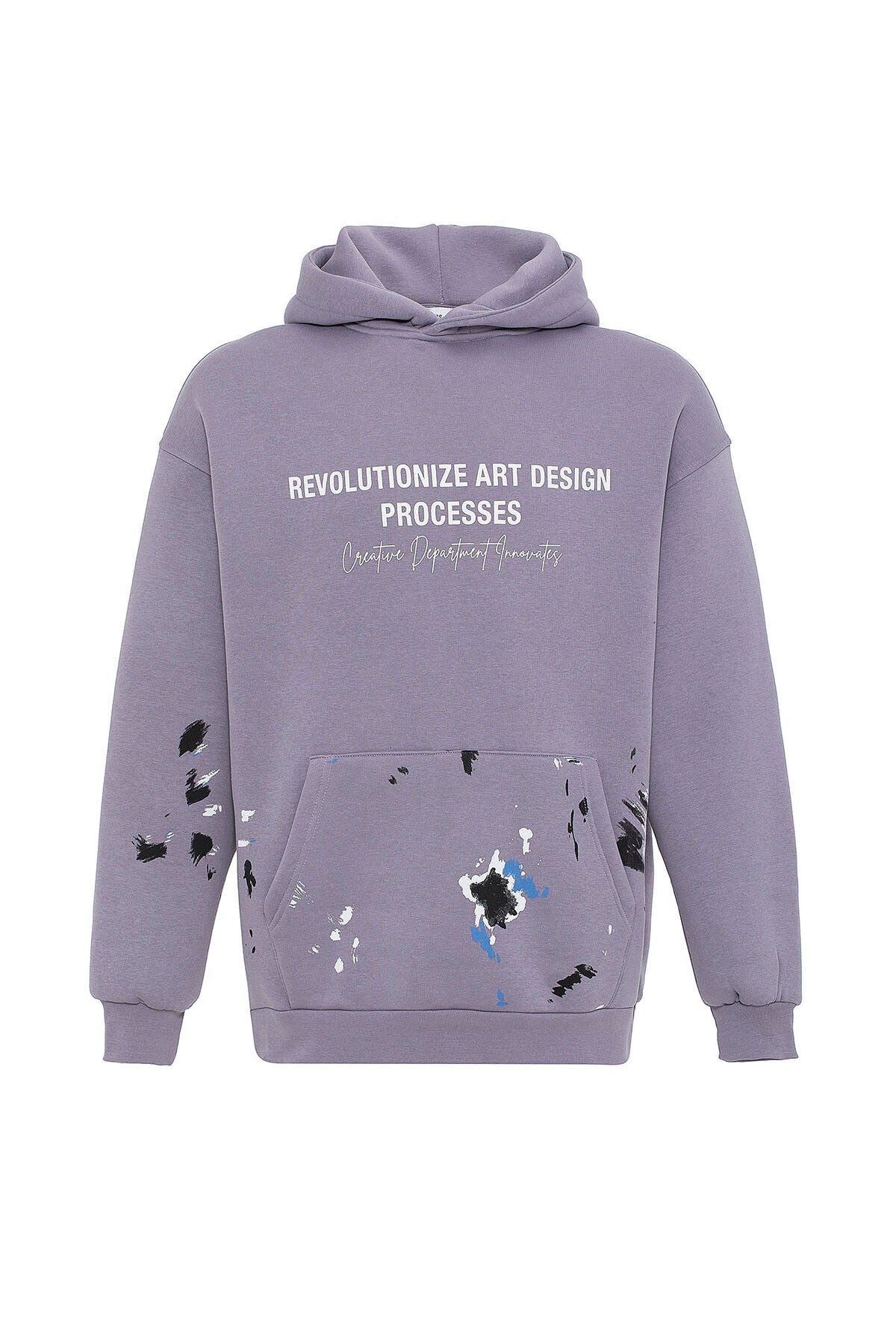 Color-Detailed Oversized Hooded Sweatshirt