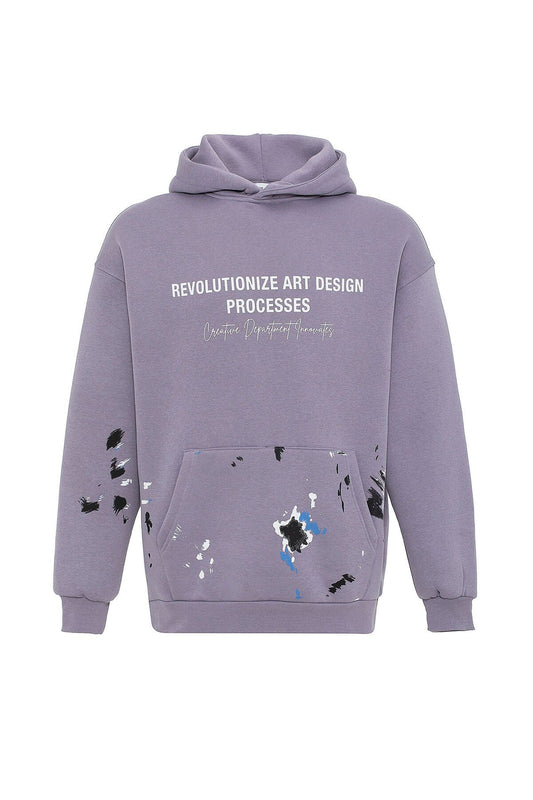 Color-Detailed Oversized Hooded Sweatshirt