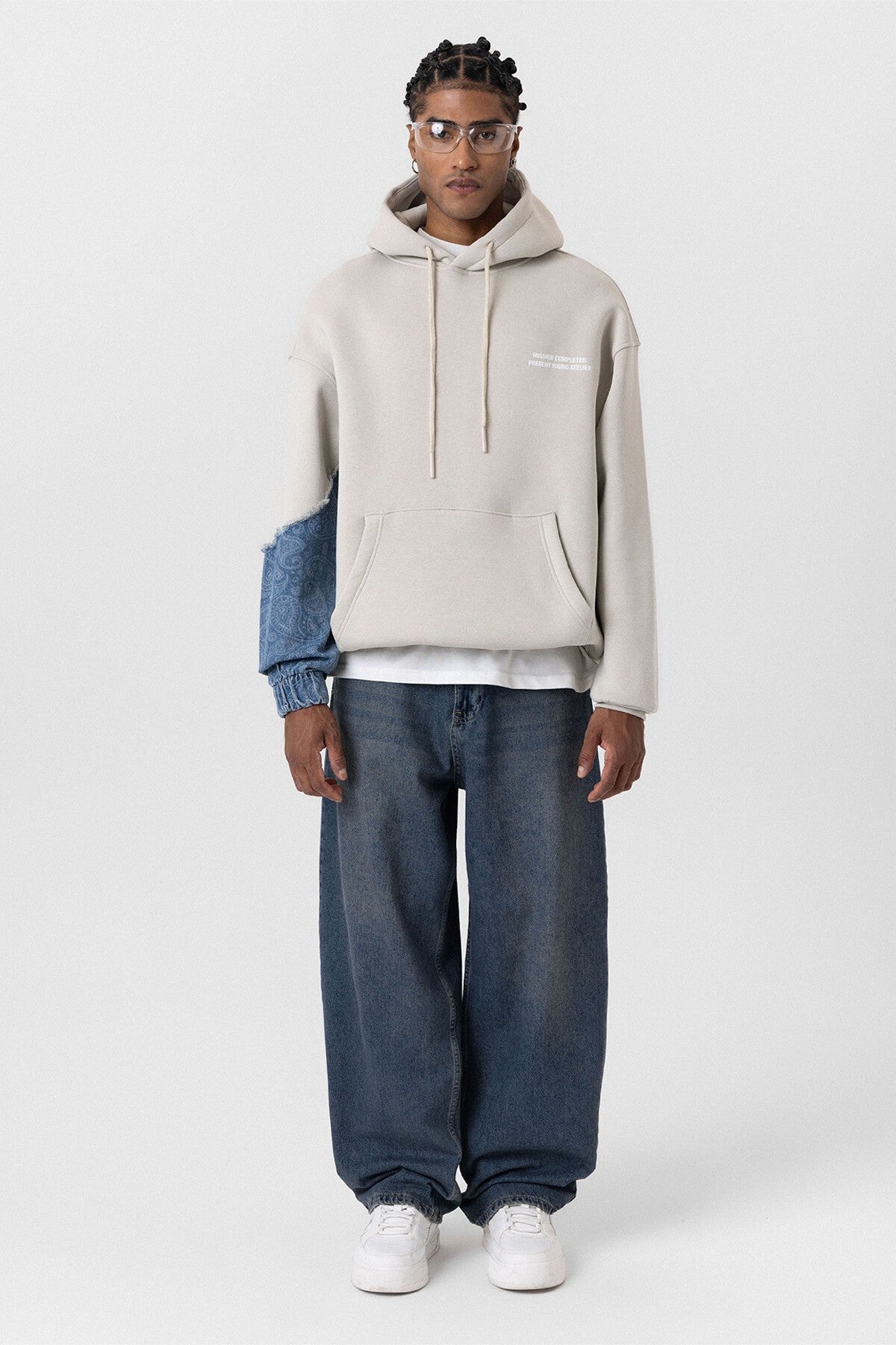 Oversized Hooded Sweatshirt with Sleeve Details