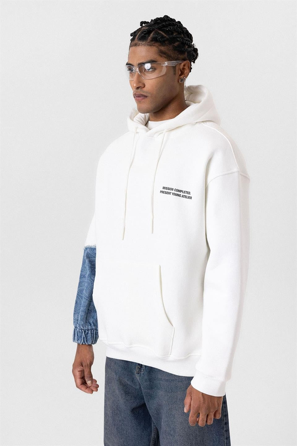 Oversized Hooded Sweatshirt with Sleeve Details