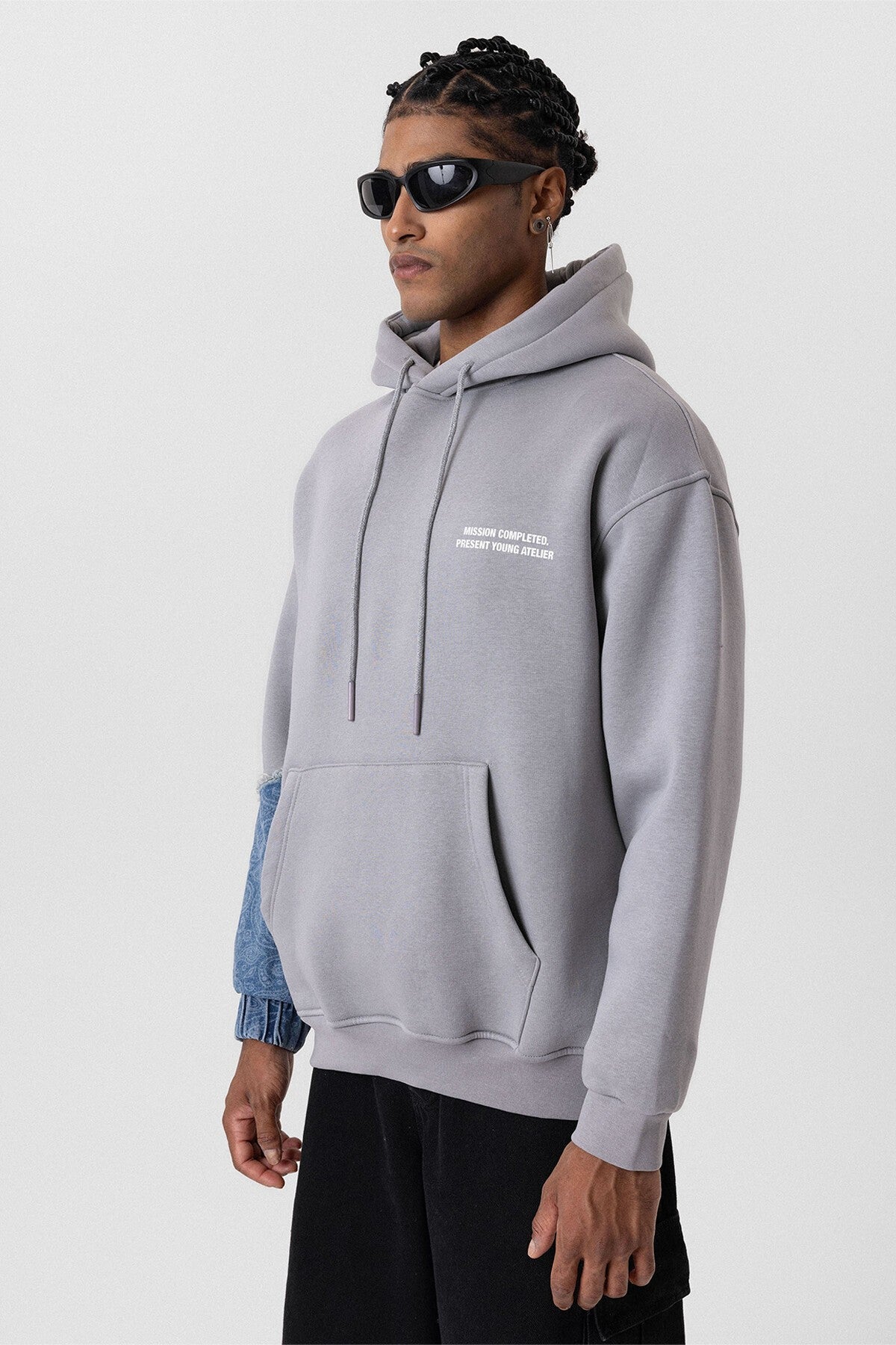 Oversized Hooded Sweatshirt with Sleeve Details