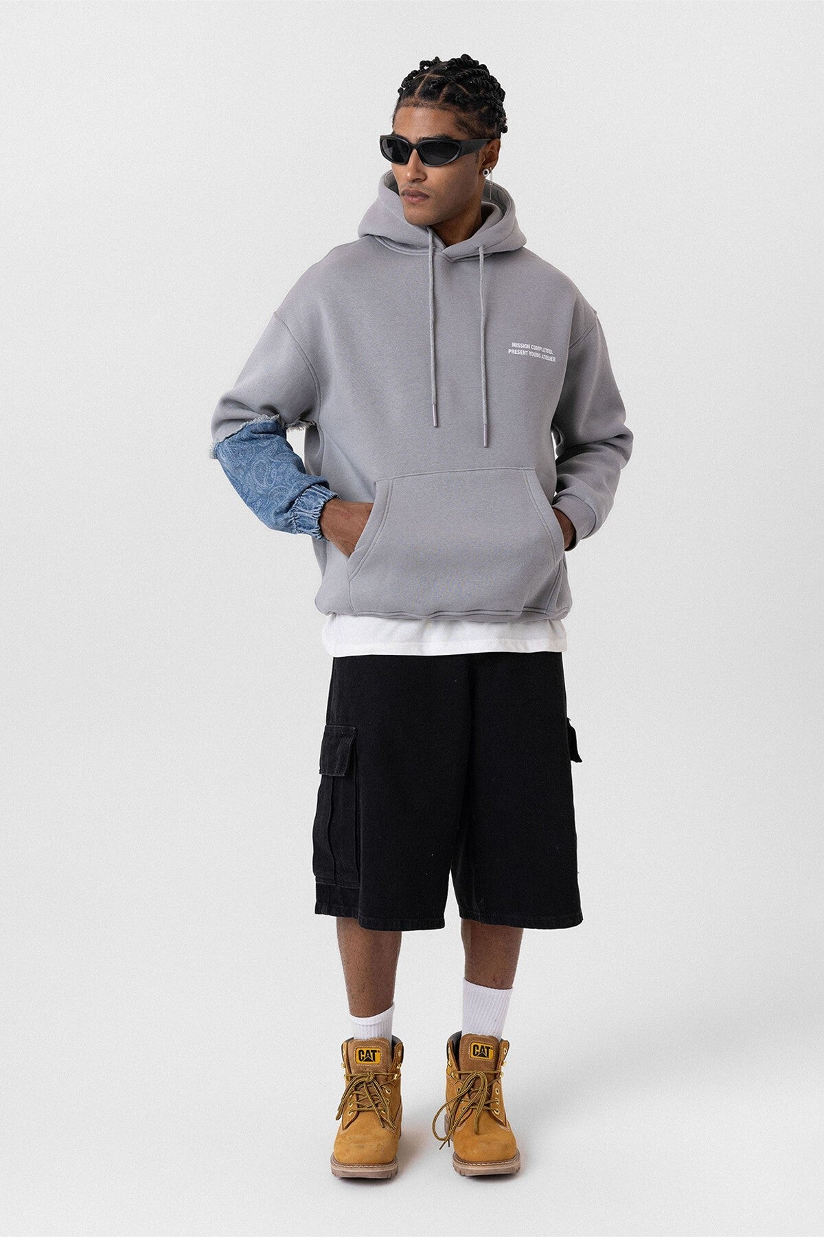 Oversized Hooded Sweatshirt with Sleeve Details