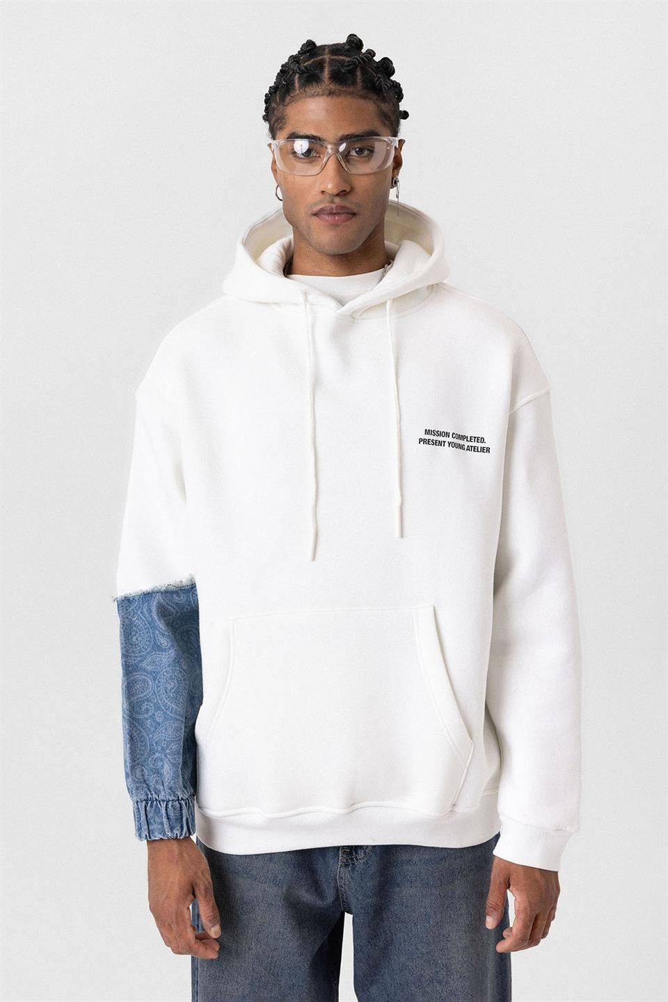 Oversized Hooded Sweatshirt with Sleeve Details