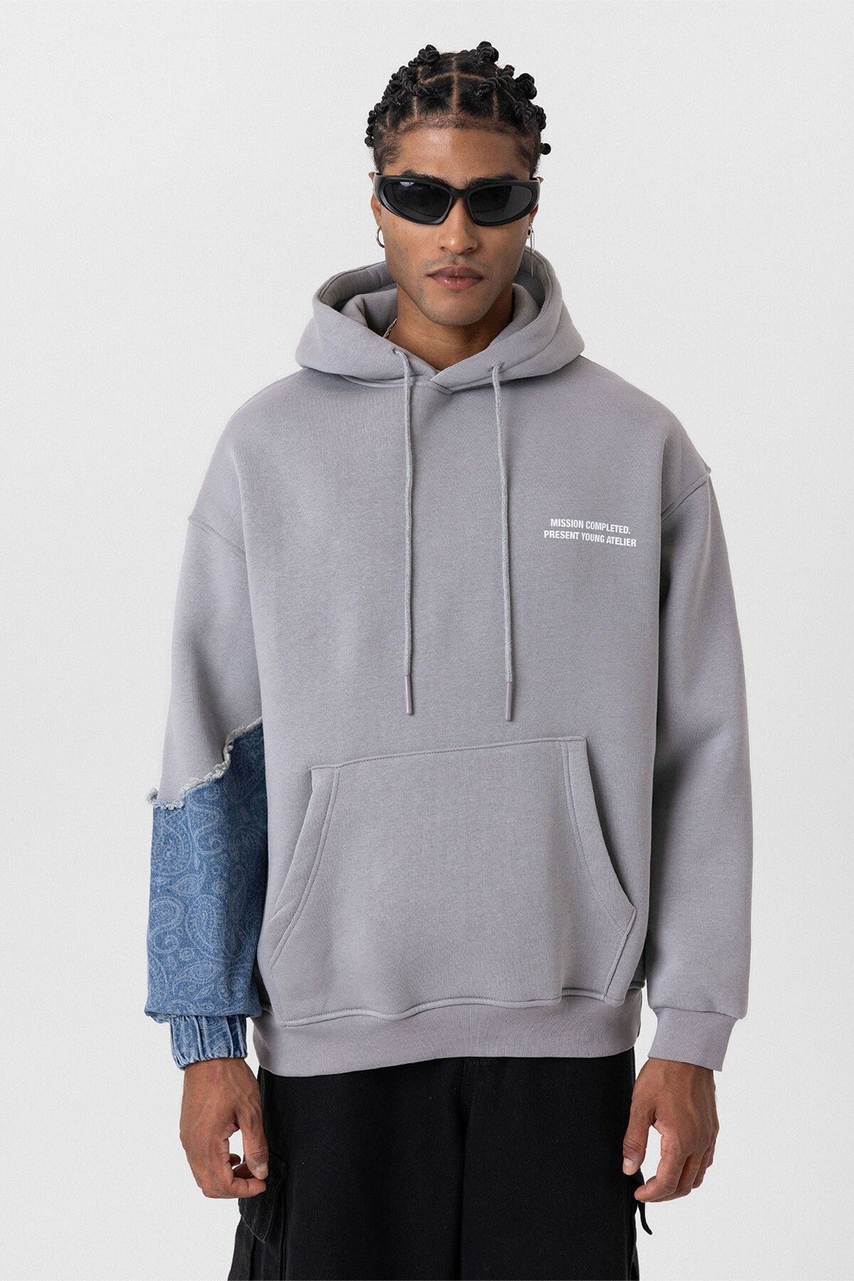 Oversized Hooded Sweatshirt with Sleeve Details