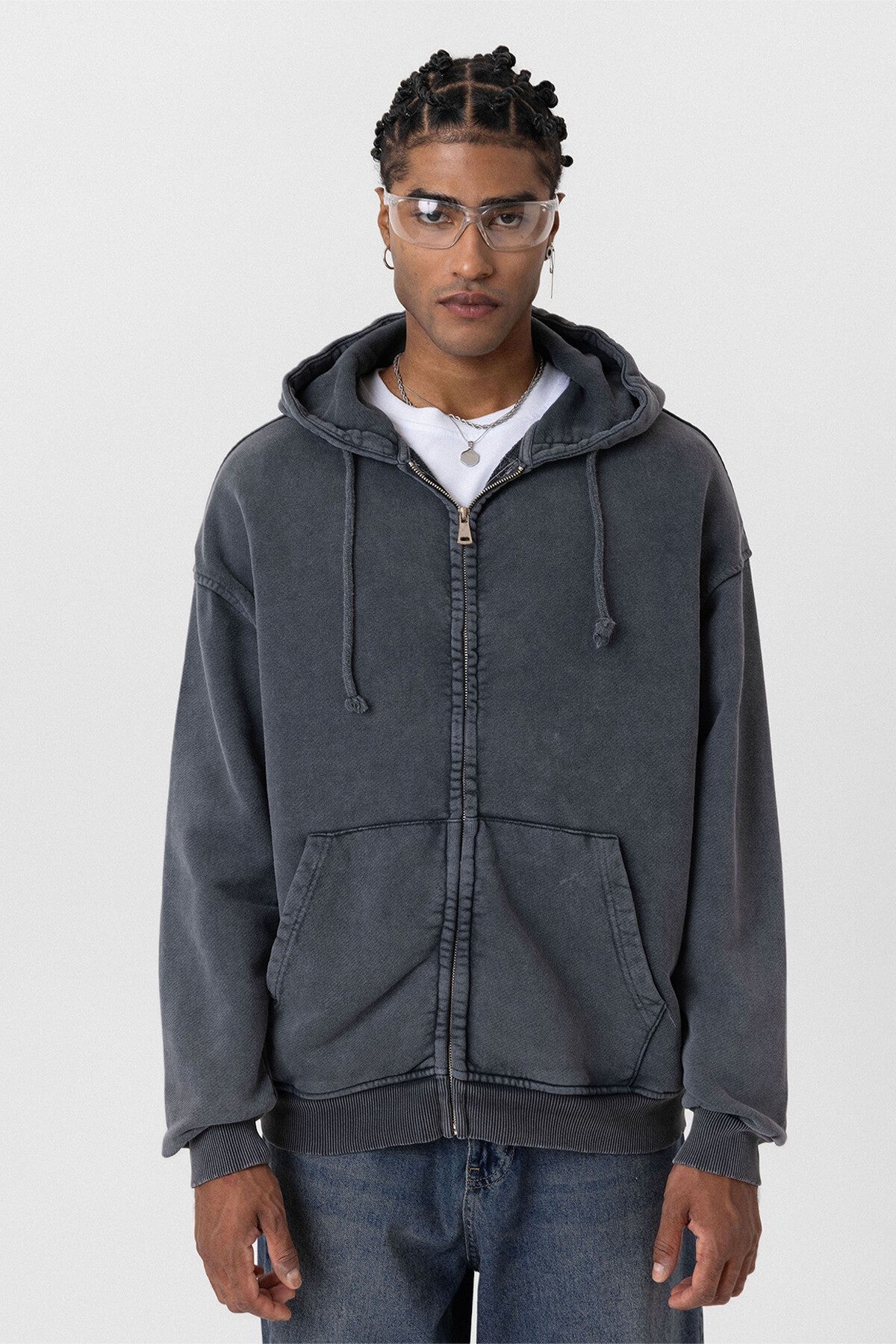 Premium Pre-Washed Oversized Sweatshirt with Zipper