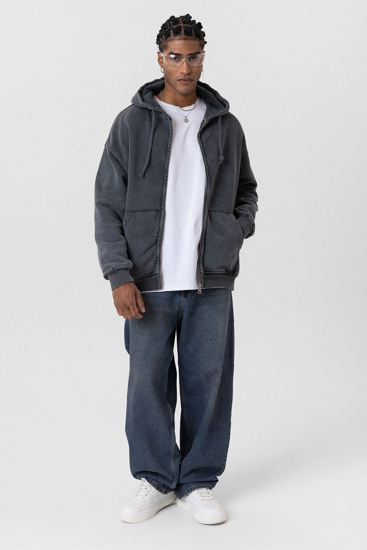 Premium Pre-Washed Oversized Sweatshirt with Zipper