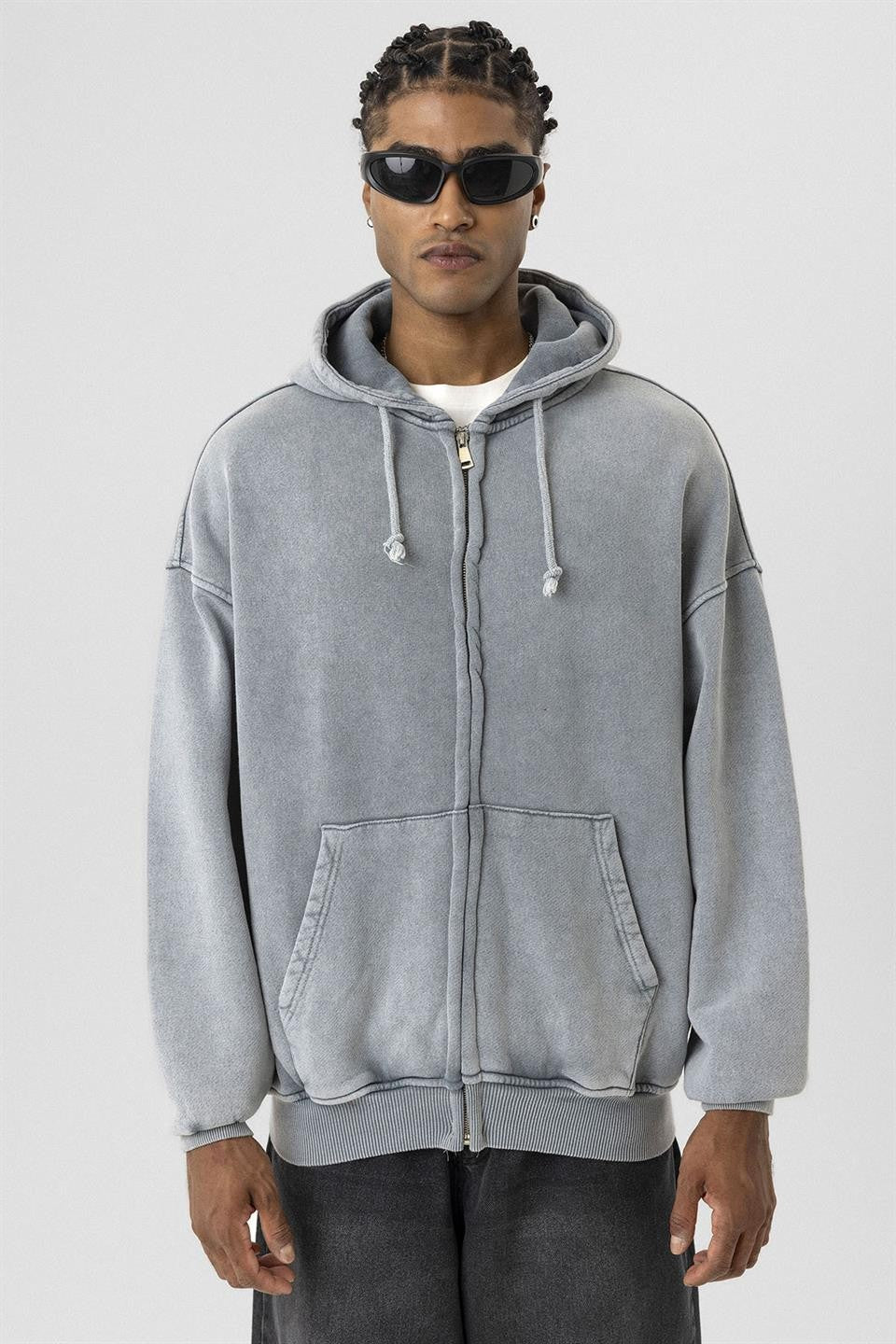 Premium Pre-Washed Oversized Sweatshirt with Zipper