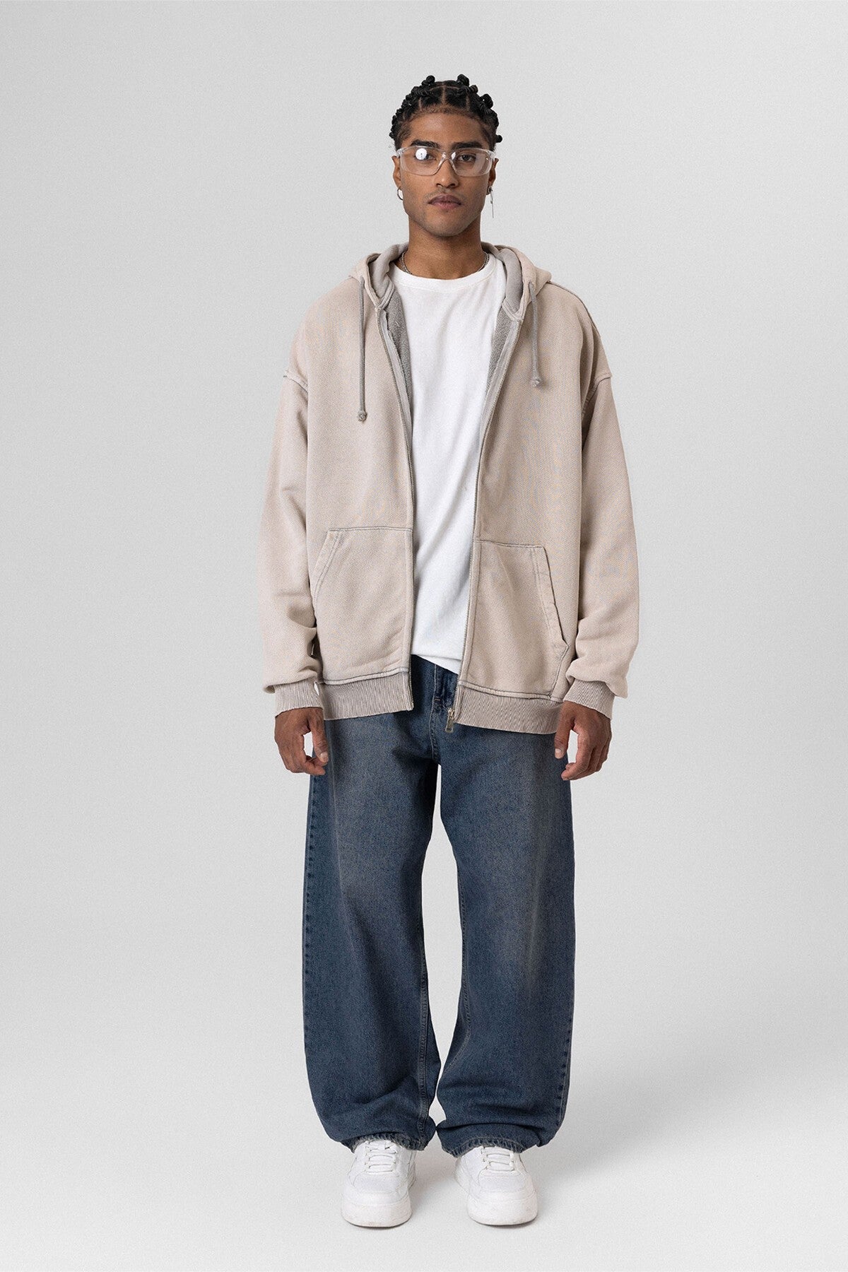 Premium Pre-Washed Oversized Sweatshirt with Zipper