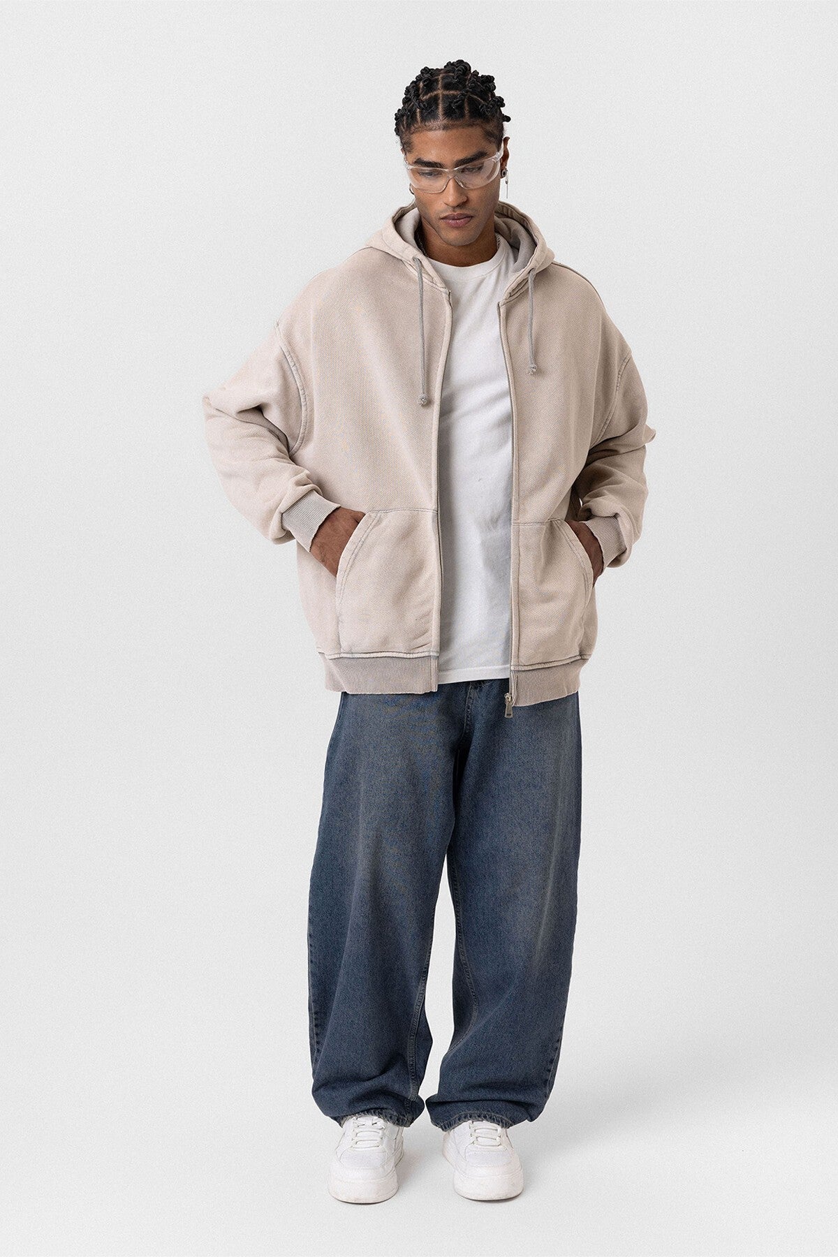 Premium Pre-Washed Oversized Sweatshirt with Zipper