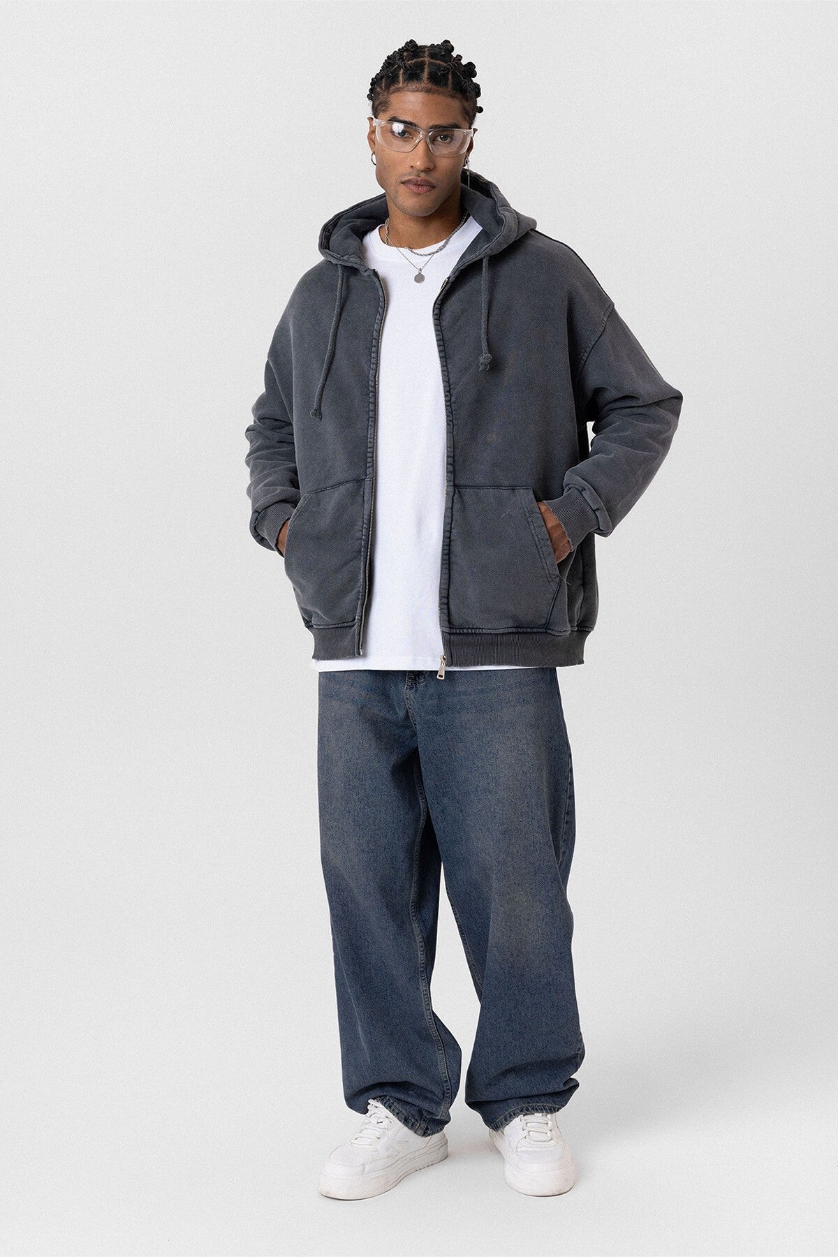 Premium Pre-Washed Oversized Sweatshirt with Zipper