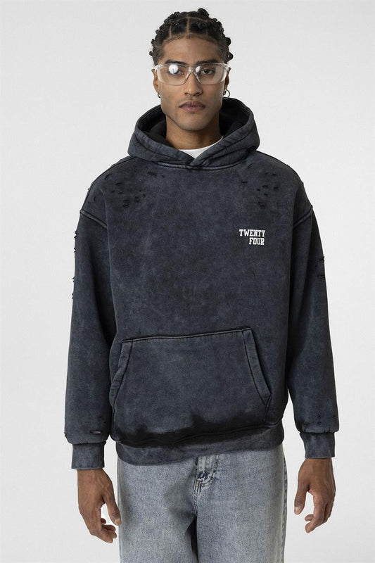 Washed Print Detailed Oversized Sweatshirt