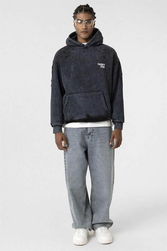 Washed Print Detailed Oversized Sweatshirt