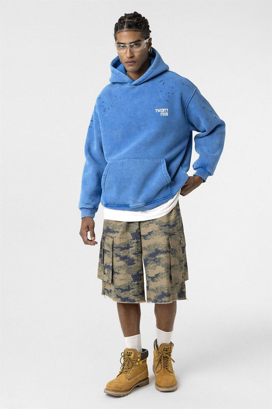 Washed Print Detailed Oversized Sweatshirt
