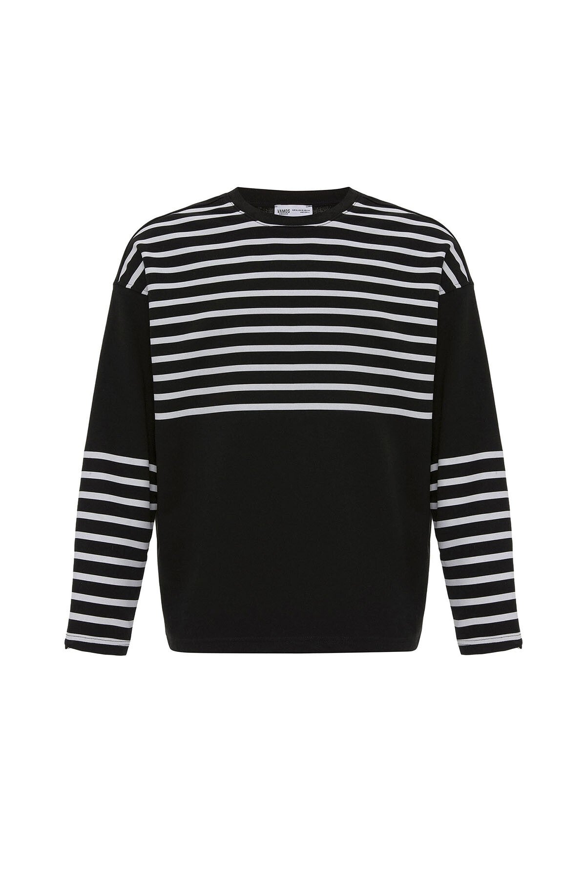 Oversized Sweatshirt with Striped Trim