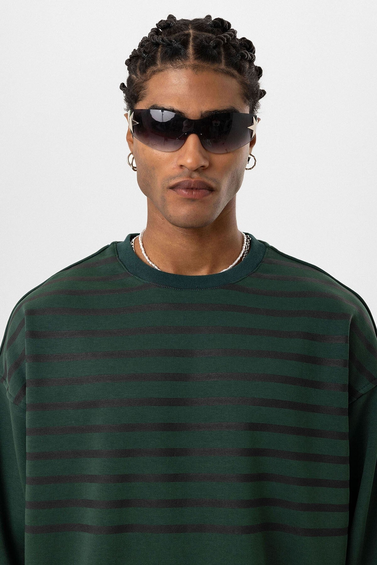 Oversized Sweatshirt with Striped Trim