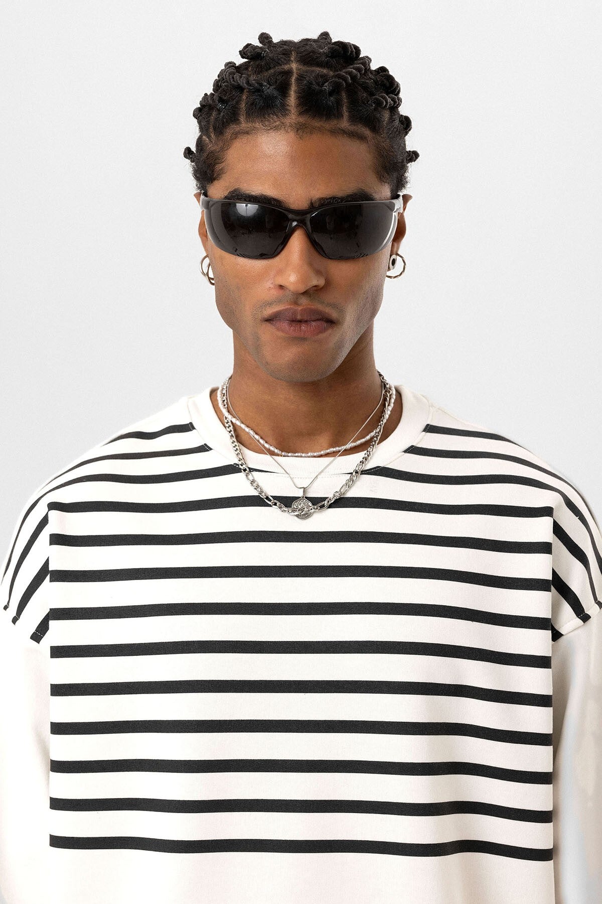 Oversized Sweatshirt with Striped Trim