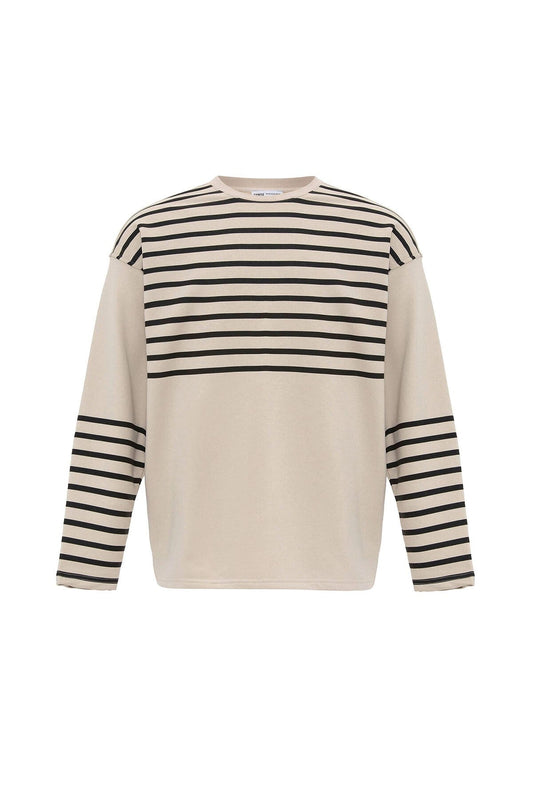 Oversized Sweatshirt with Striped Trim