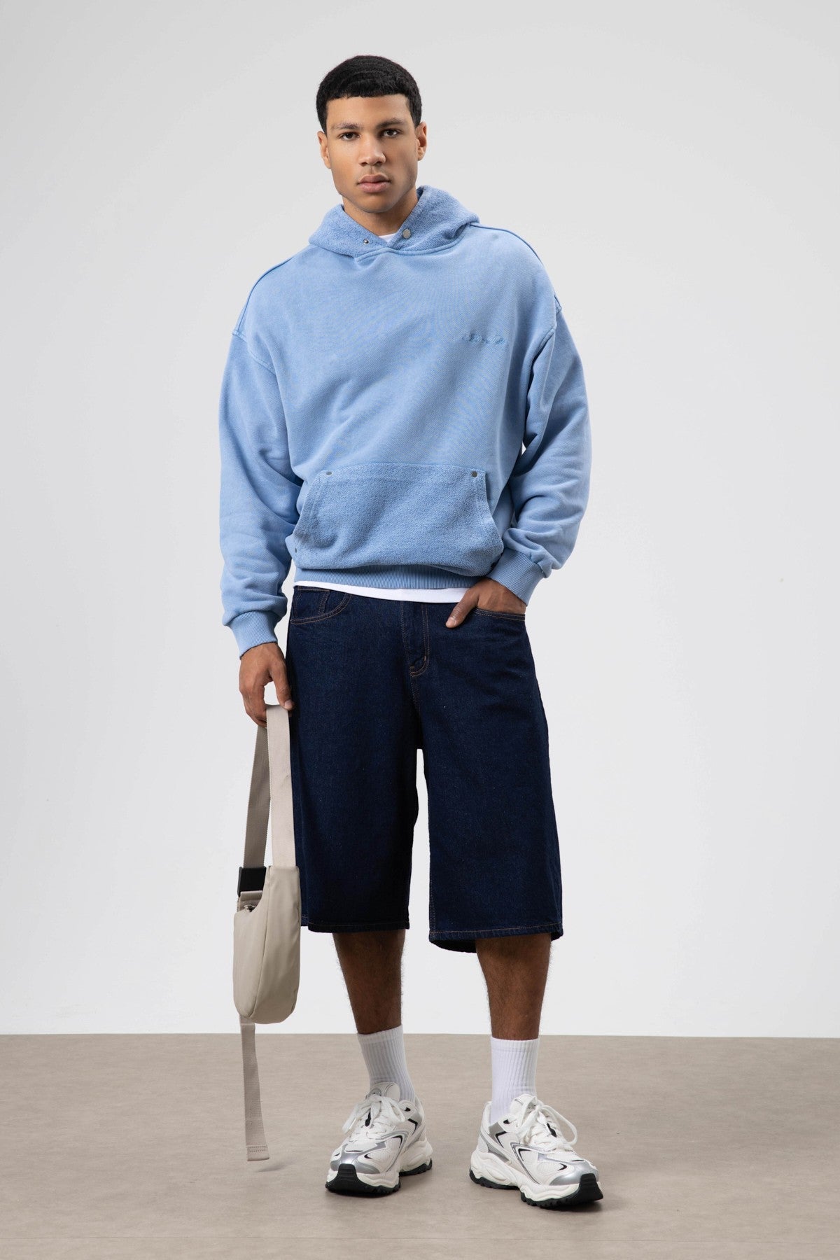 Oversized Washed Printed Hooded Sweatshirt