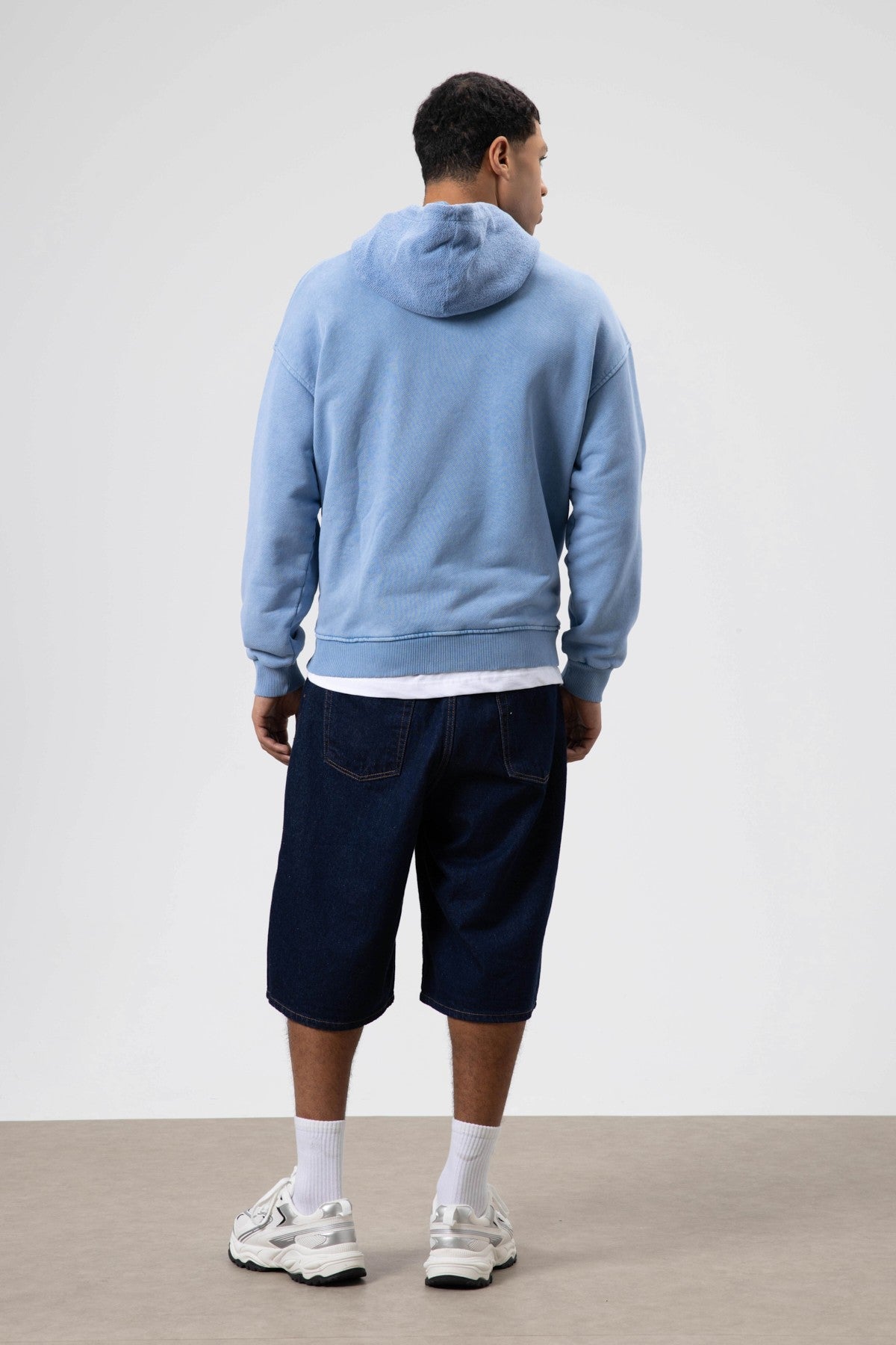 Oversized Washed Printed Hooded Sweatshirt
