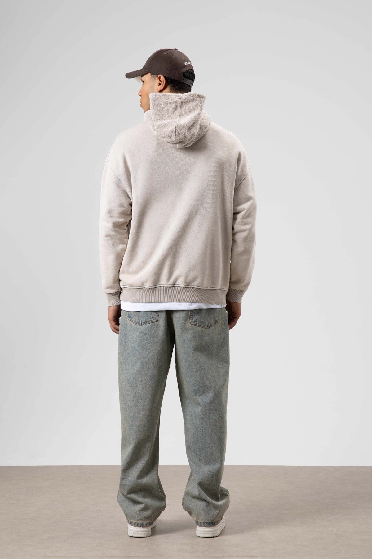 Oversized Washed Printed Hooded Sweatshirt
