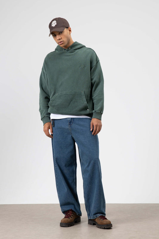 Oversized Washed Printed Hooded Sweatshirt