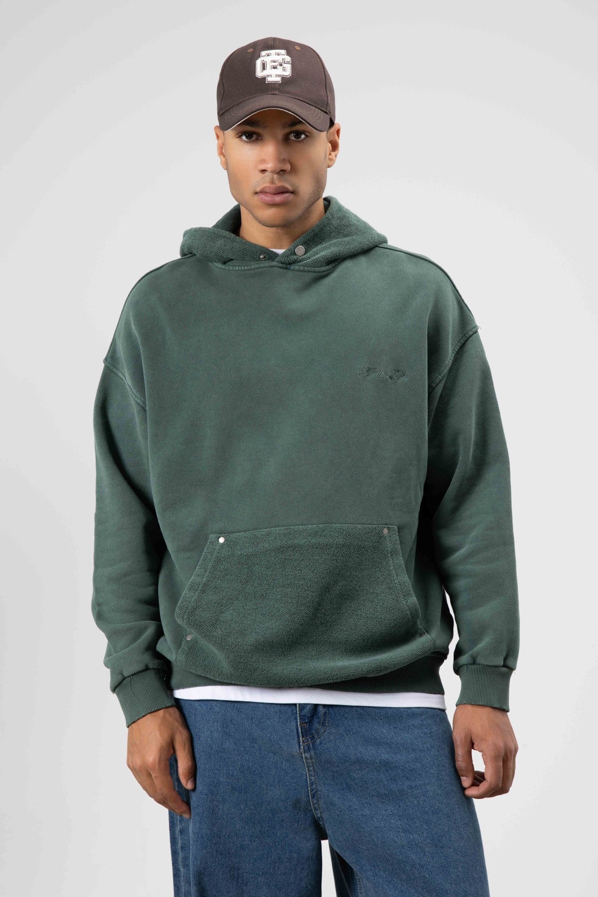 Oversized Washed Printed Hooded Sweatshirt