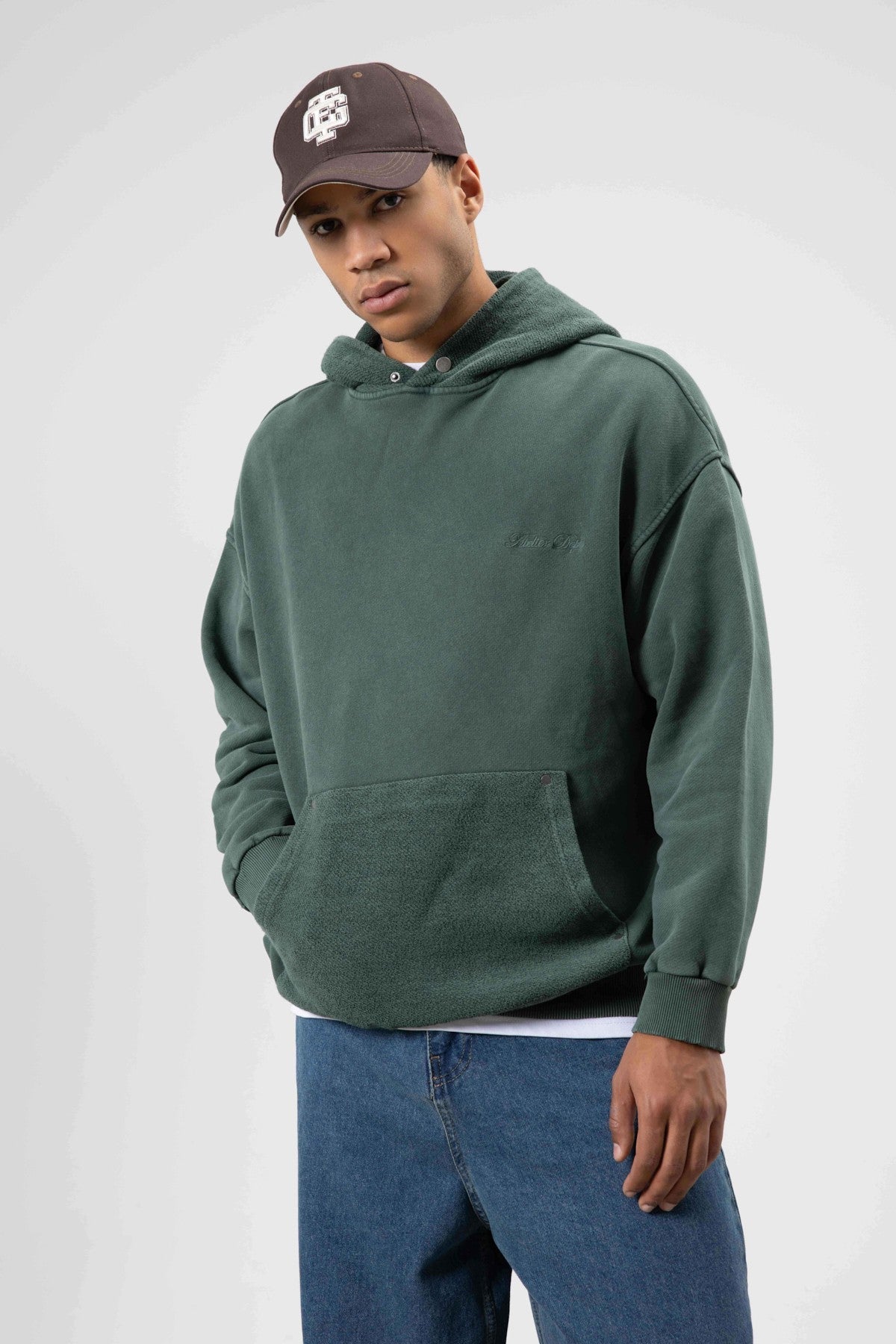 Oversized Washed Printed Hooded Sweatshirt