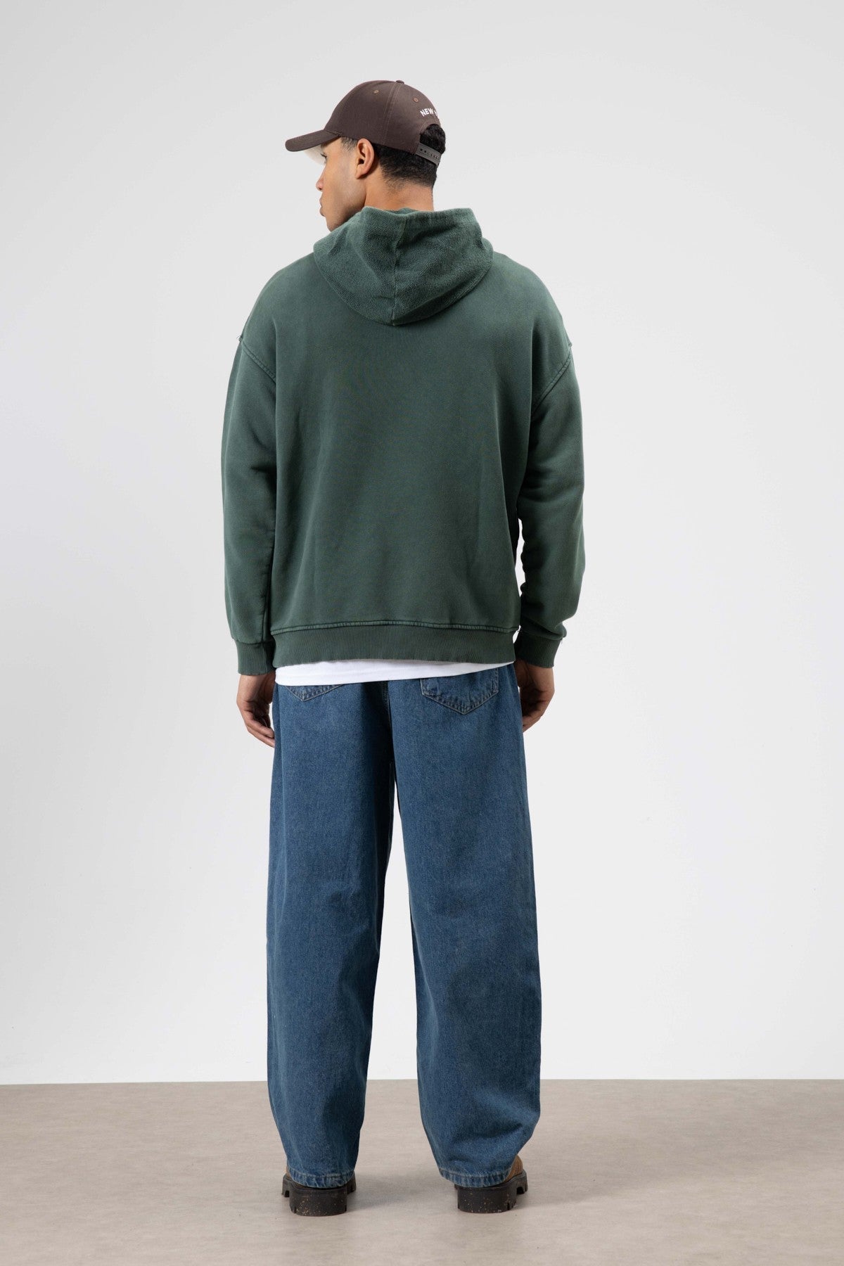Oversized Washed Printed Hooded Sweatshirt
