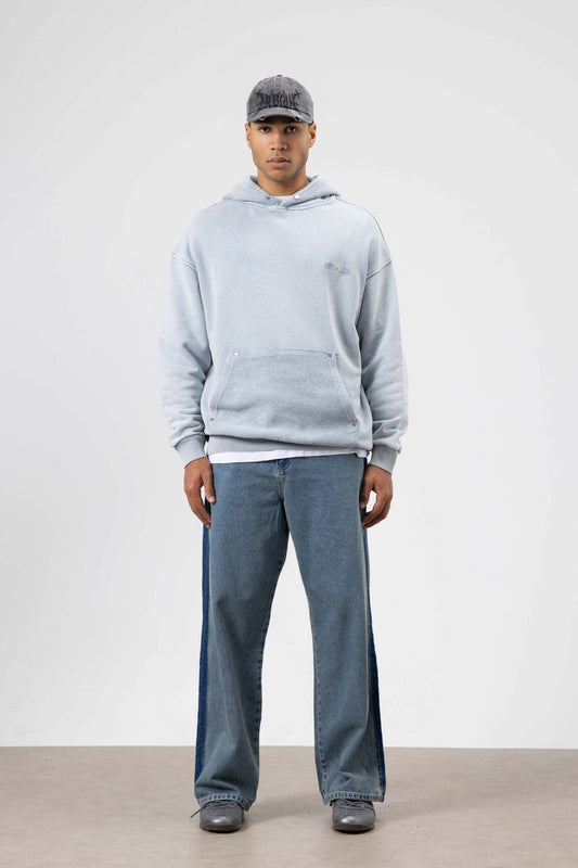 Oversized Washed Printed Hooded Sweatshirt