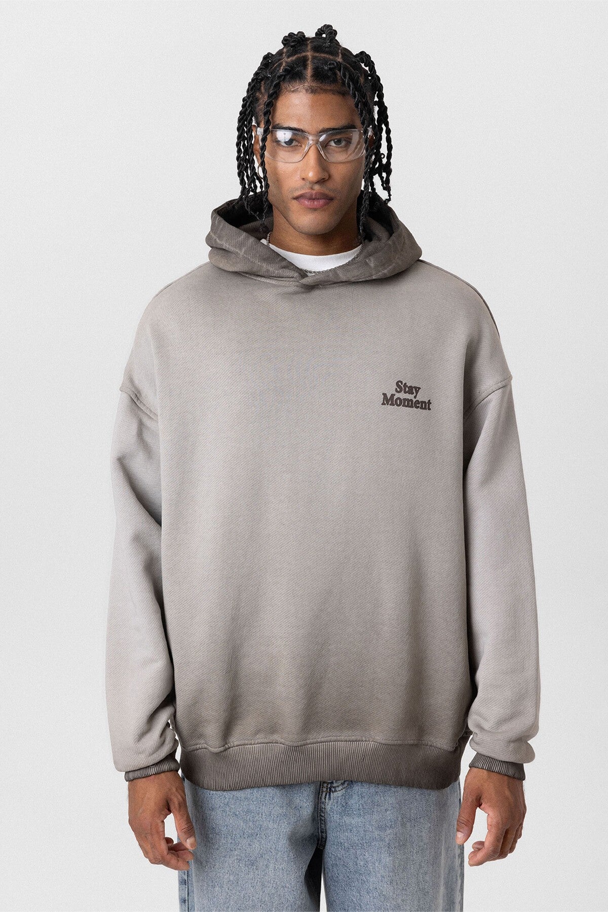 Premium Washed, Printed, Oversized Hooded Sweatshirt