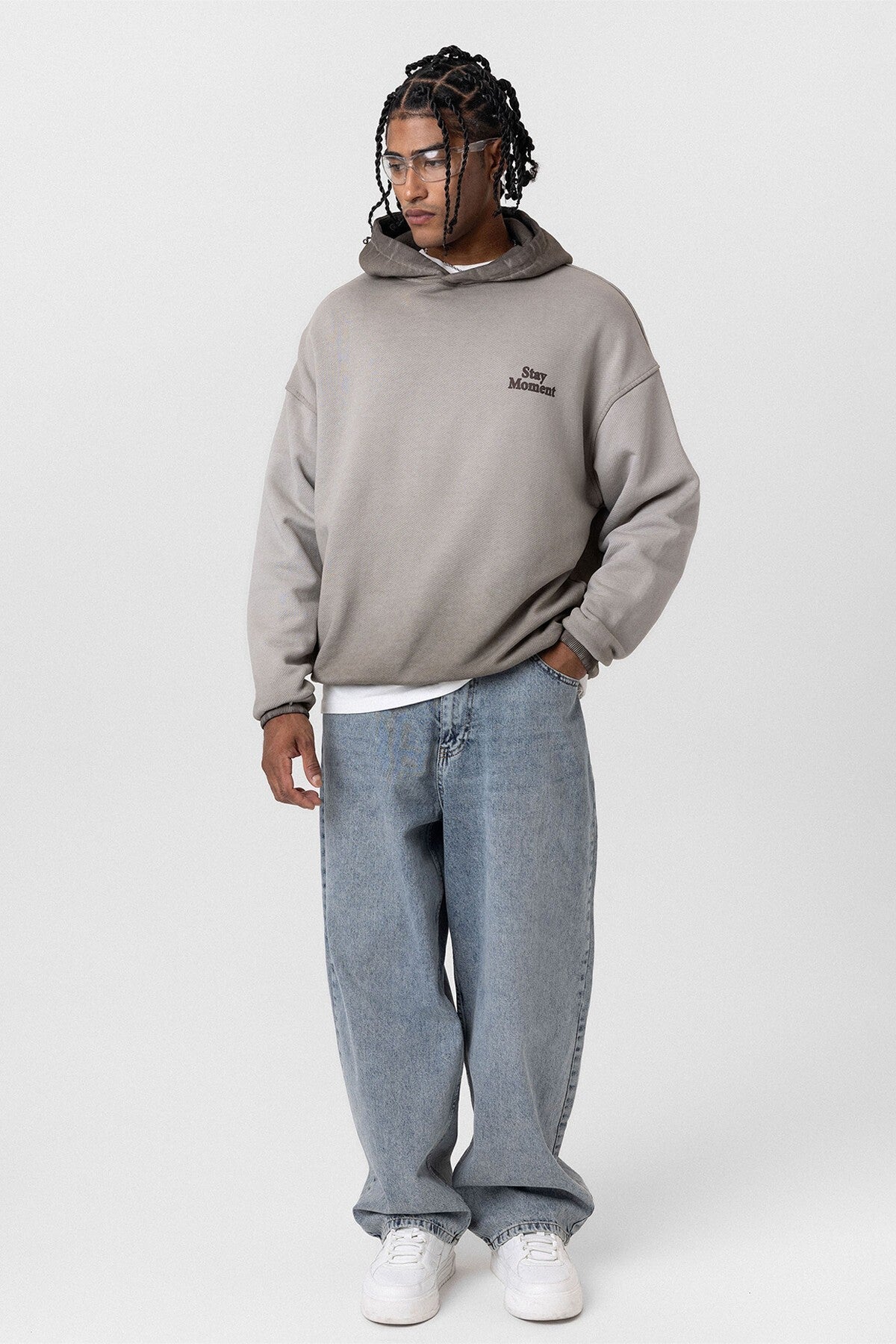 Premium Washed, Printed, Oversized Hooded Sweatshirt