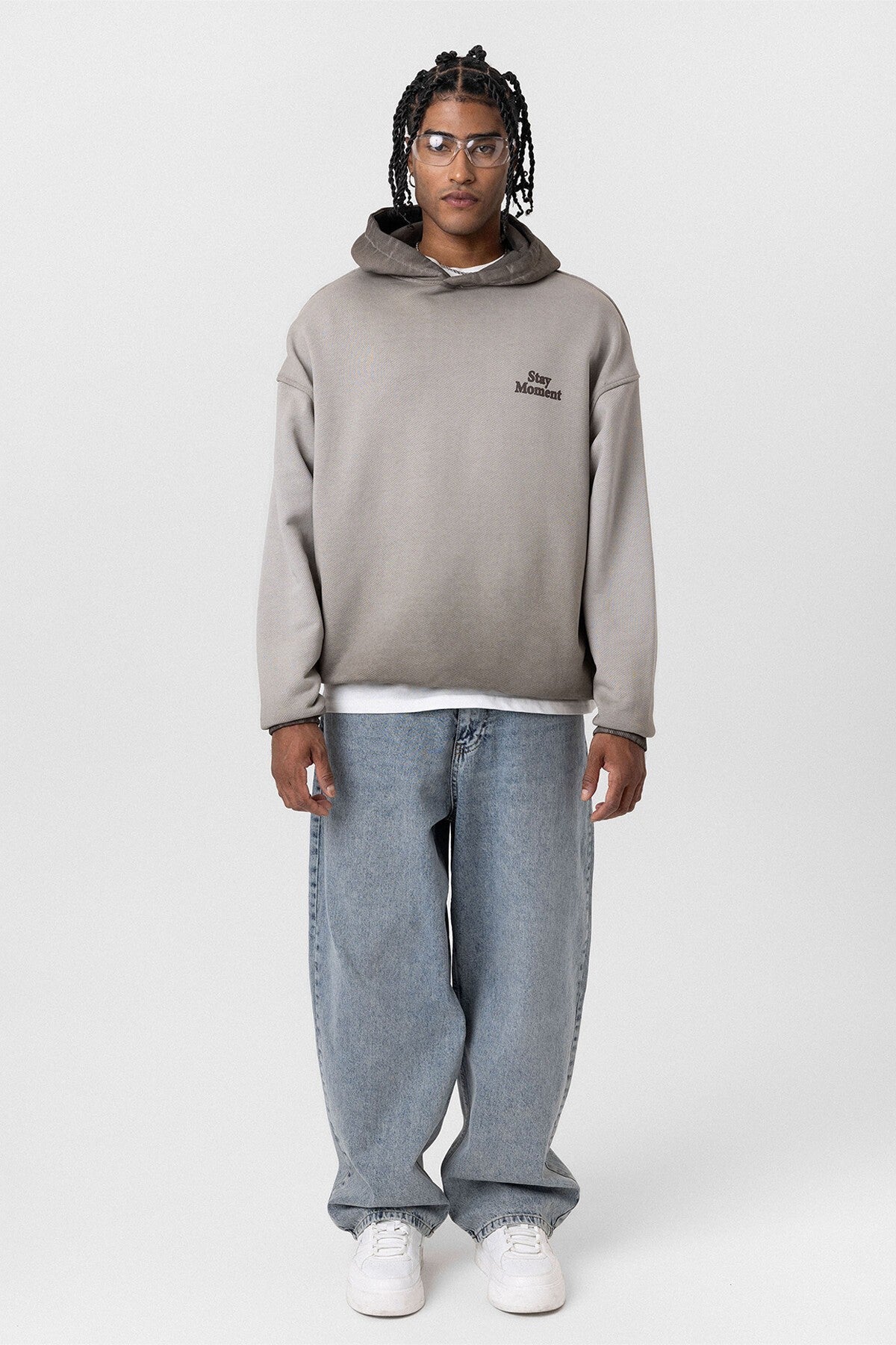 Premium Washed, Printed, Oversized Hooded Sweatshirt