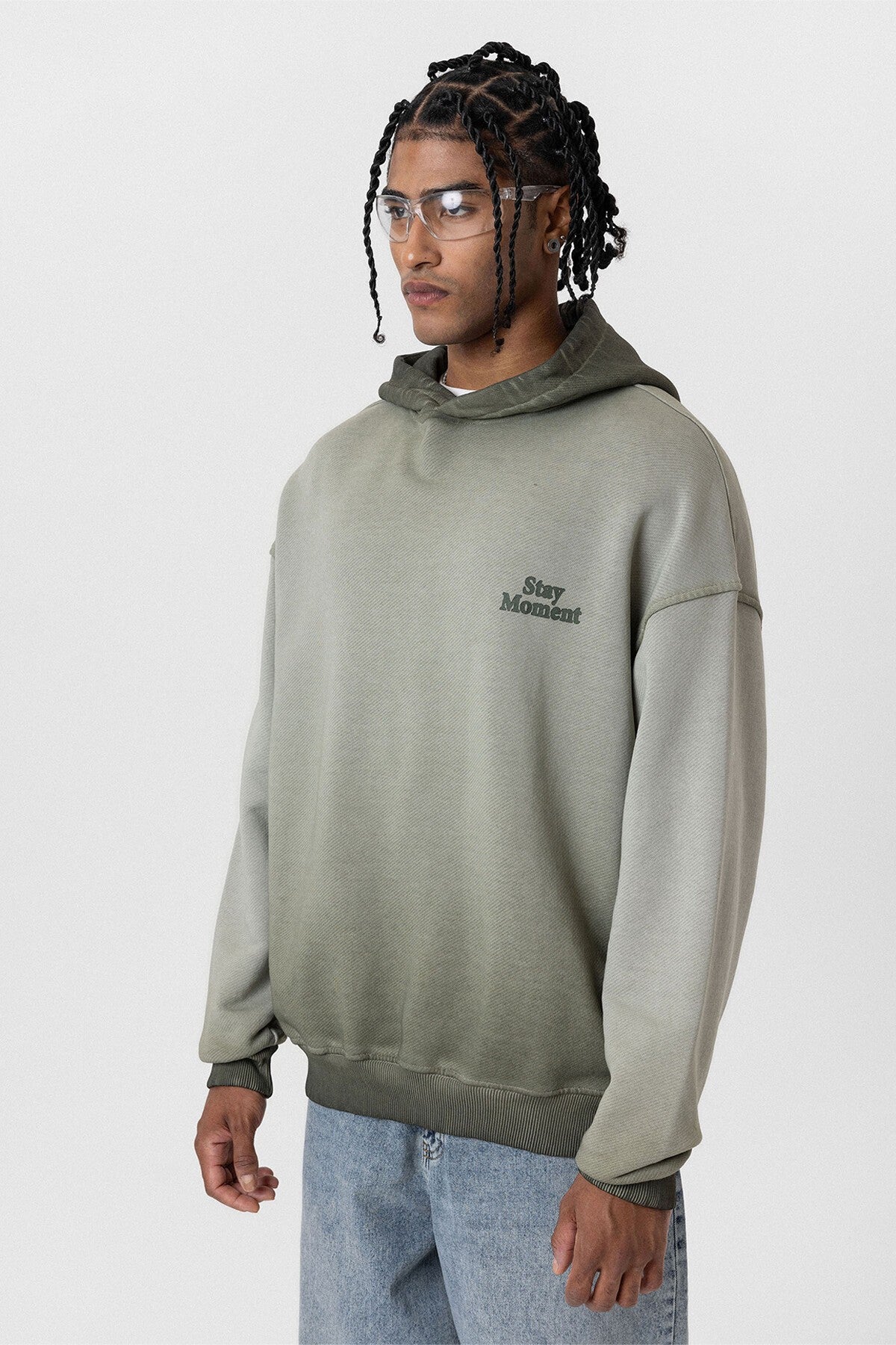 Premium Washed, Printed, Oversized Hooded Sweatshirt