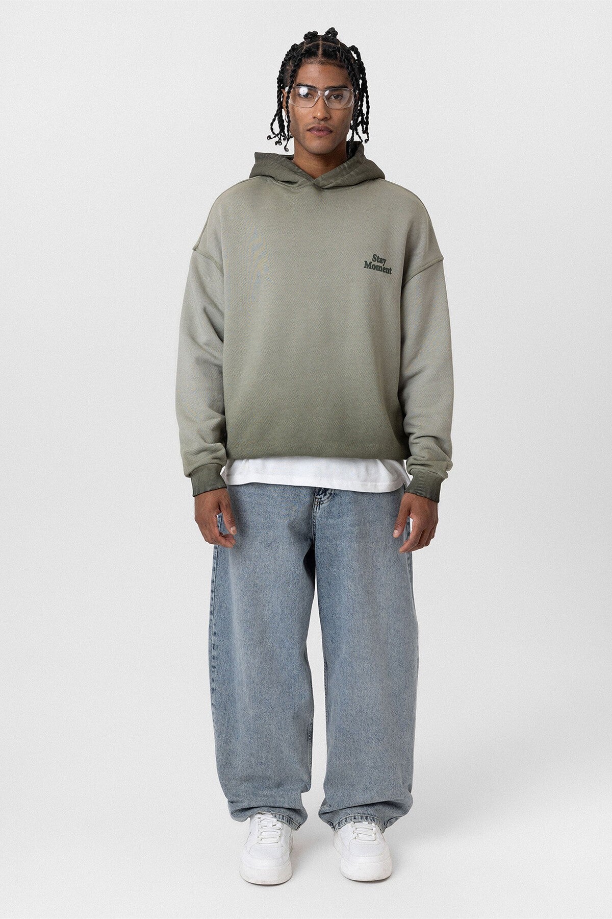Premium Washed, Printed, Oversized Hooded Sweatshirt