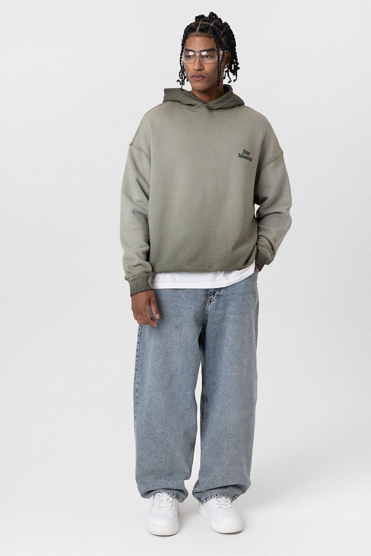 Premium Washed, Printed, Oversized Hooded Sweatshirt