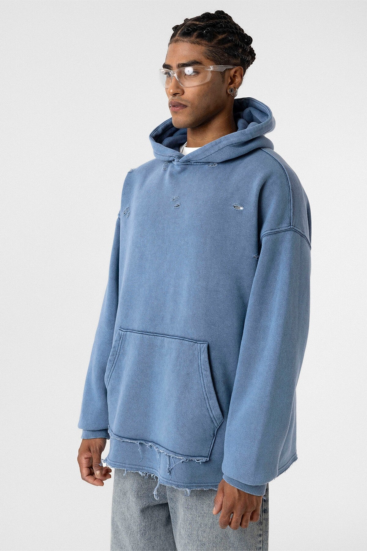 Oversized Sweatshirt with Distressed Details