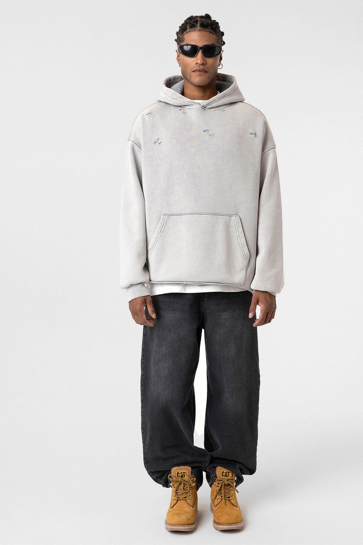 Oversized Sweatshirt with Distressed Details