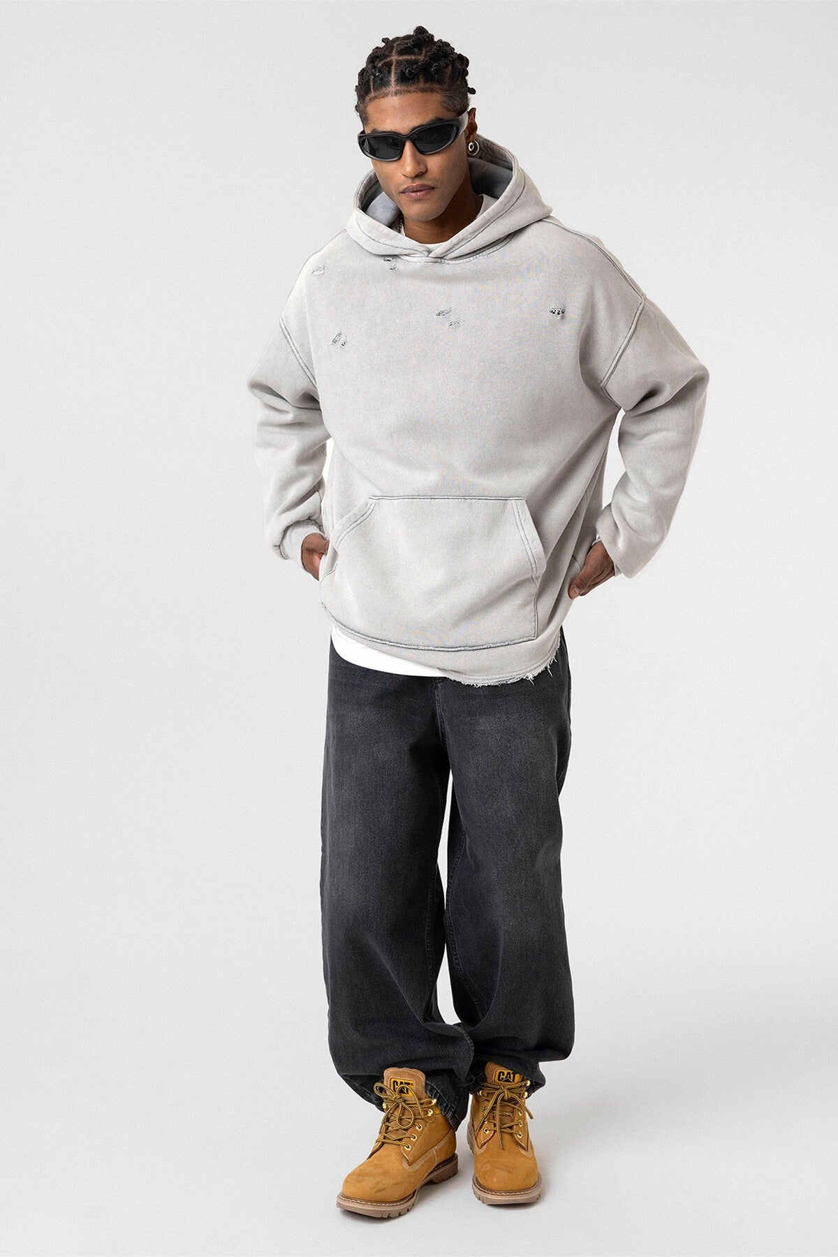 Oversized Sweatshirt with Distressed Details