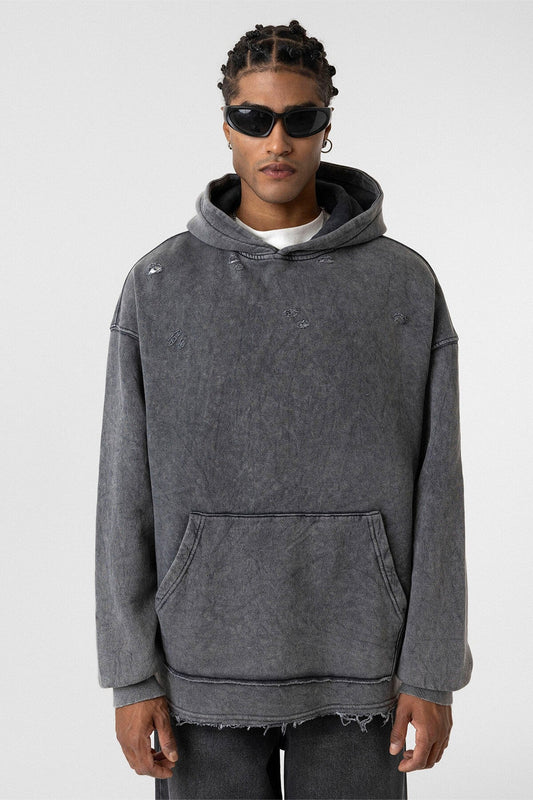 Oversized Sweatshirt with Distressed Details