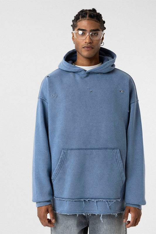 Oversized Sweatshirt with Distressed Details