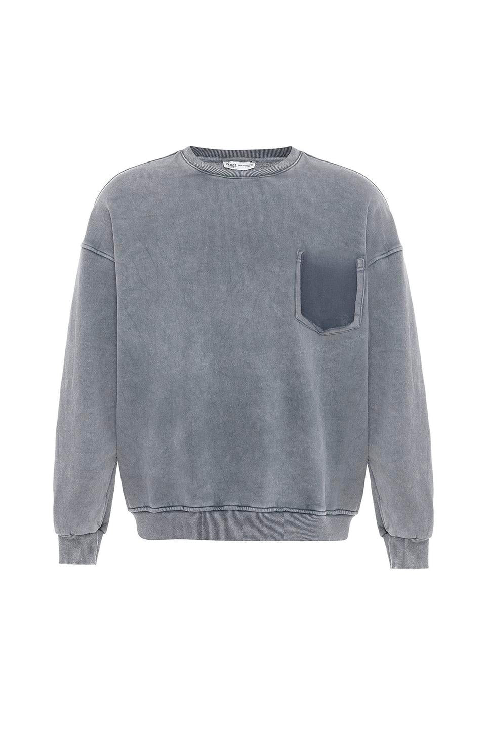 Oversized Sweatshirt with Washed Pocket Detail
