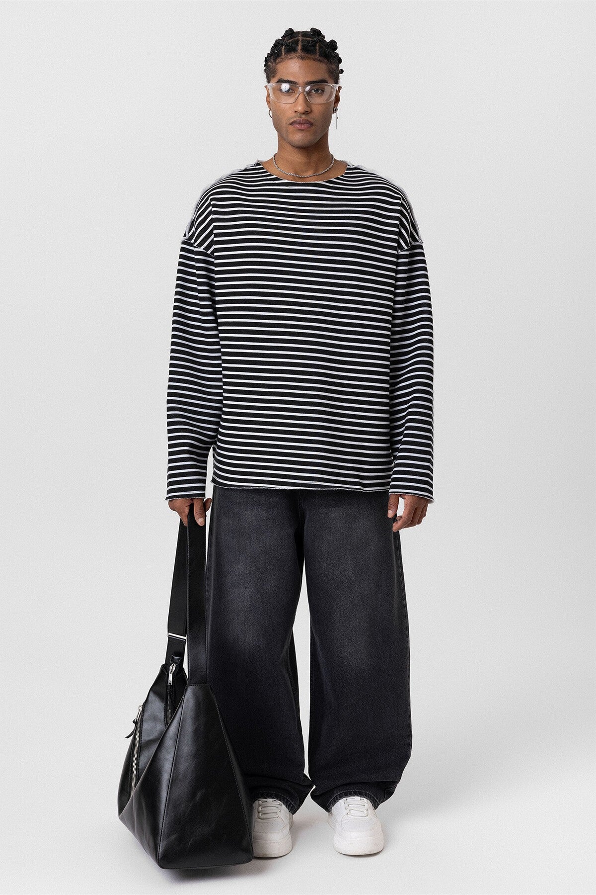 Oversized Sweatshirt with Collar Detail