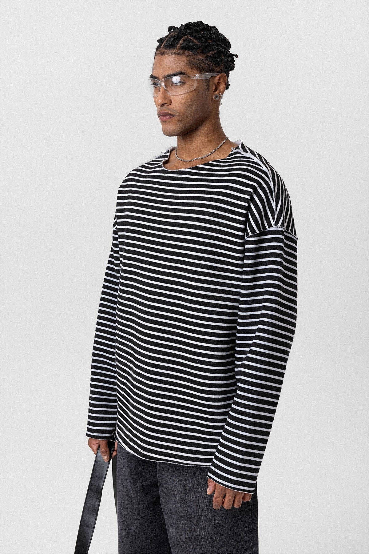 Oversized Sweatshirt with Collar Detail